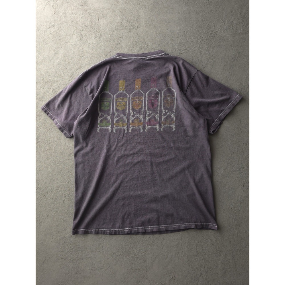 Vintage 2000s Y2K Smirnoff Twist Vodka Gray Dyed T-shirt Large Cotton